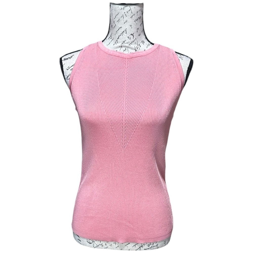WHBM Peachy Pink Knit Sleeveless Blouse Tank Size Large